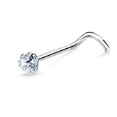 2mm Round CZ Silver Curved Nose Stud NSKB-109